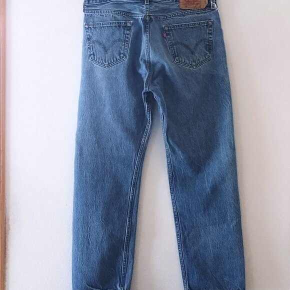 Levi's 501 Button Fly Straight Leg Mens Jeans Tag Size 38x34 Grade B! 02-b - Picture 2 of 3